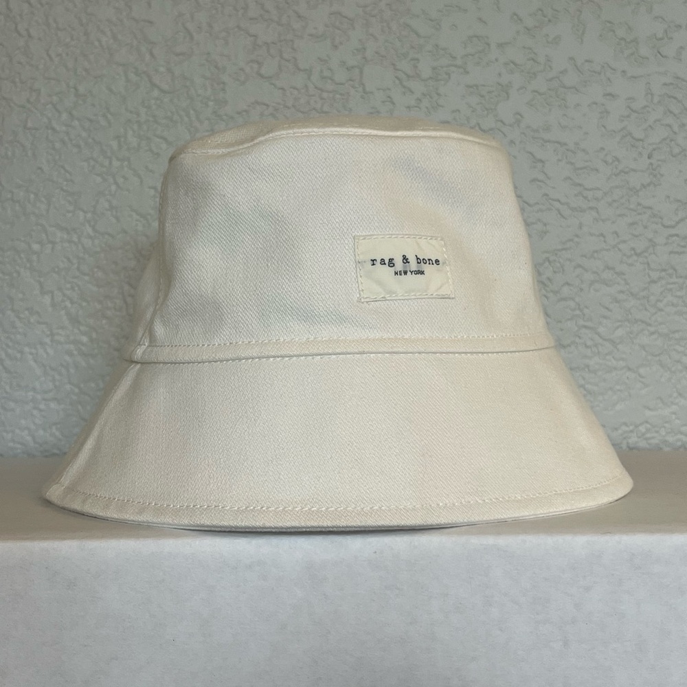 Rag & Bone women's Addison Denim Bucket Hat -size Small / Medium - Ecru White
